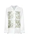 Max Mara Sage Green Printed Silk Twill Nabil Shirt In White