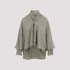 Max Mara Leonida Blouse Draped Design Long Sleeves In Gray