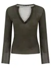 Max Mara Saggina Semi-sheer Silk Top In Green