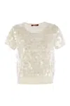 Max Mara Saio - Wool Sweater With Sequins In White