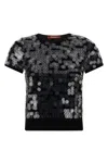 Max Mara Sequin-embellished Short-sleeve T-shirt In Black