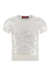 Max Mara Sequin-embellished T-shirt In Silver