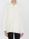 Max Mara Saio Wool Blend Jersey Zip Hoodie In White