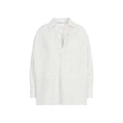 Max Mara Saletta Black Cotton Silk Shirt In White