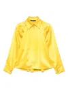 Max Mara Pleated Long Sleeve Shirt With Pointed Collar In Gelb
