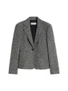 Max Mara Salmone Single-breasted Tweed Blazer Jacket In Gray