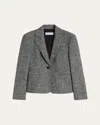 Max Mara Salmone Single-breasted Tweed Blazer Jacket In Gray