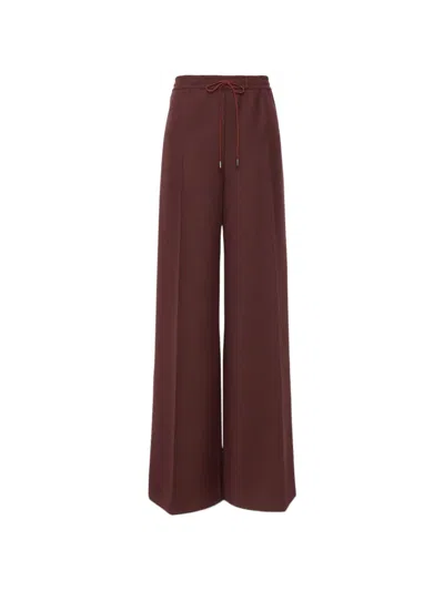 Max Mara Pantalon Large En Laine Effet Denim In Brown