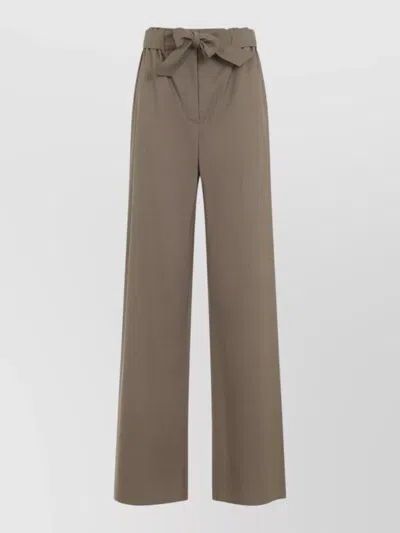 Max Mara Salpa Trousers Bow Detail Wide Leg In Brown