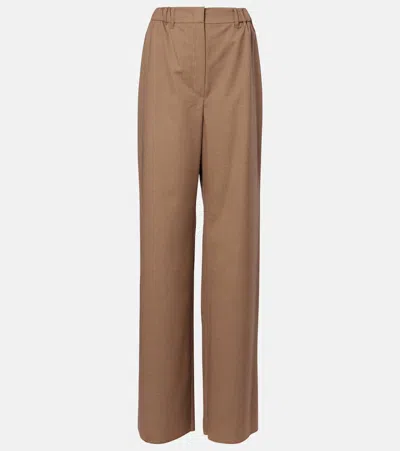 Max Mara Salpa Virgin Wool Straight Pants In Brown