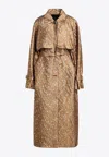 Max Mara Salsa Oversize Jacquard Fabric Trench With Mosaic Effect In Gold