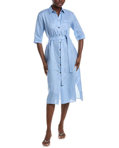 Max Mara Salute Linen Shirtdress In Blue