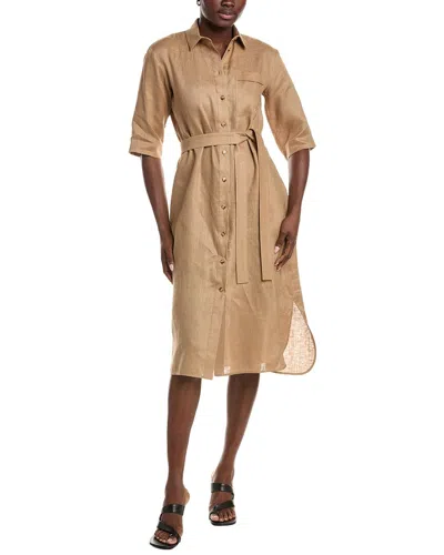 Max Mara Salute Linen Shirtdress In Brown