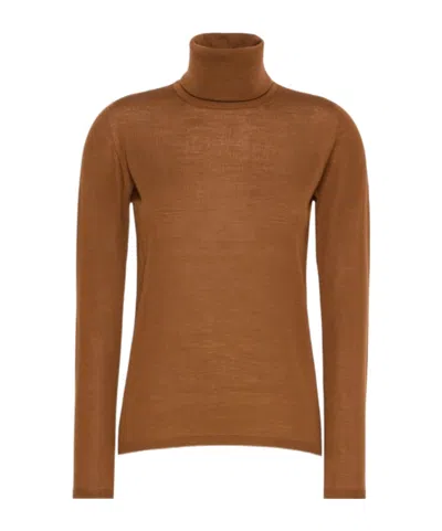 Max Mara Saluto Roll-neck Long-sleeve Sweater In Brown