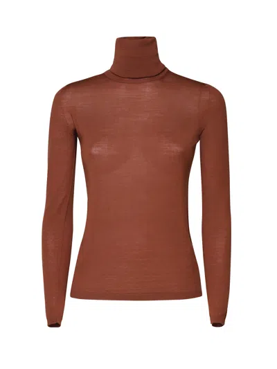 Max Mara Saluto Turtleneck Wool Sweater In Brown