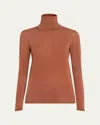 Max Mara Saluto Turtleneck Wool Sweater In Rust