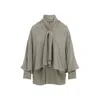Max Mara Leonida Blouse Draped Design Long Sleeves In Green