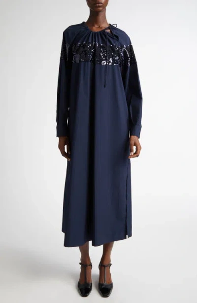 Max Mara Samuele Sequin Long Sleeve Maxi Dress In Ultramarine