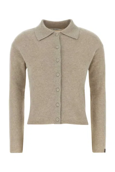 Max Mara Sand Cashmere Cardigan In Neutral