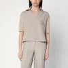 Max Mara Sand Colour Linen Polo In Beige
