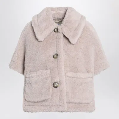 Max Mara Sand-coloured Cape In Alpaca And Wool Teddy In Neutral