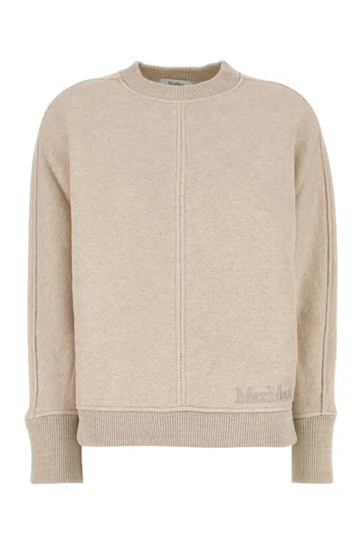 Max Mara Sand Cotton Blend Cral Cardigan In Albino