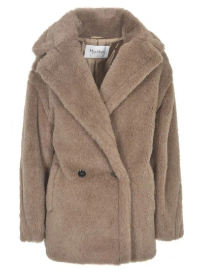 Max Mara Sand Faux-fur Coat In Brown