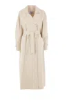 Max Mara Sand Linen Ronco Trench Coat In Neutral