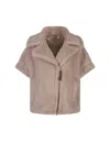 Max Mara Newmant Biker Jacket Cape In Wool And Alpaca Teddy Fabric In Brown