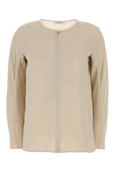 Max Mara Sand Stretch Silk Mitico Blouse In Neutral