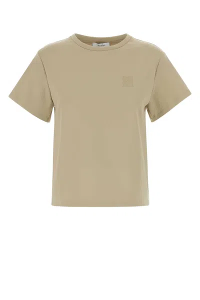Max Mara Sand Stretch T-shirt With Quagga Detail In Neutral