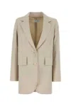 Max Mara Longline Textured Wool Jacket With Rear Vents In Beige
