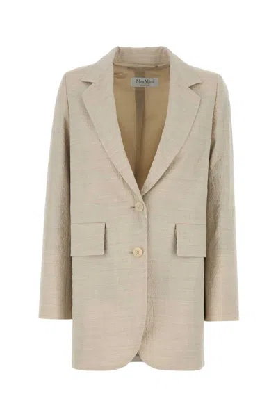 Max Mara Sand Wool Acacia Blazer In Brown