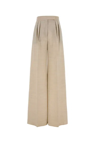 Max Mara Wide-leg Pant In Cotton Blend With Lurex In Beige