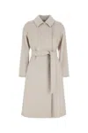 Max Mara Sand Wool Bcollag Coat In White