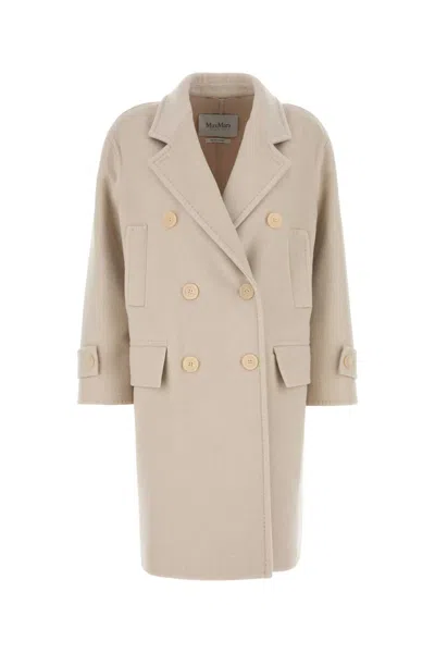 Max Mara Sand Wool Blend Nogara Coat In Nude