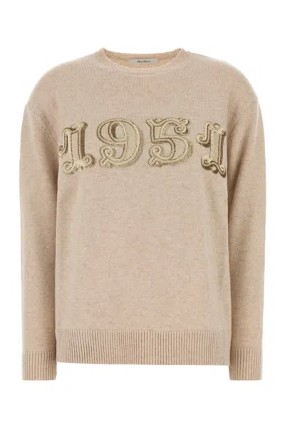 Max Mara Sand Wool Blend Plata Sweater In Beige