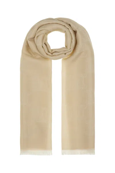 Max Mara Sand Wool Blend Scarf In Gold