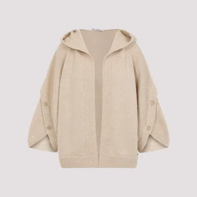 Max Mara Sand Wool Cardigan In Brown