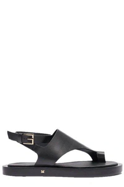 Max Mara Woman Toe Strap Sandals Black Size 11 Soft Leather