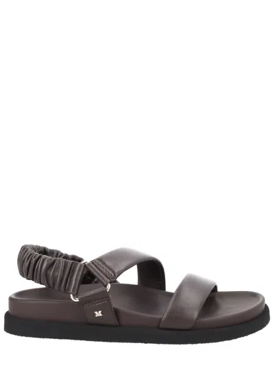Max Mara Open Toe Flat Sandals In Brown