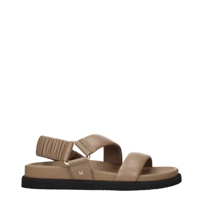 Max Mara Sandals Mxamacro Woman Brown Skinned And Muddy In Neutral