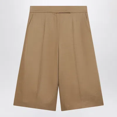 Max Mara Sandcolored Linen Bermuda Shorts In Neutral