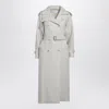 Max Mara Sand-coloured Double-breasted Duster Coat In Linen Drill In Gray