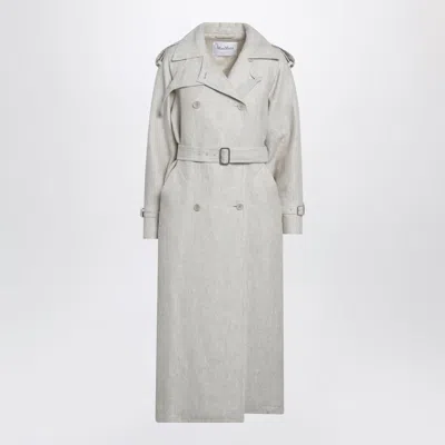MAX MARA MAX MARA SAND-COLOURED DOUBLE-BREASTED DUSTER COAT IN LINEN DRILL