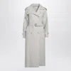 Max Mara Sand-coloured Double-breasted Duster Coat In Linen Drill In Multi