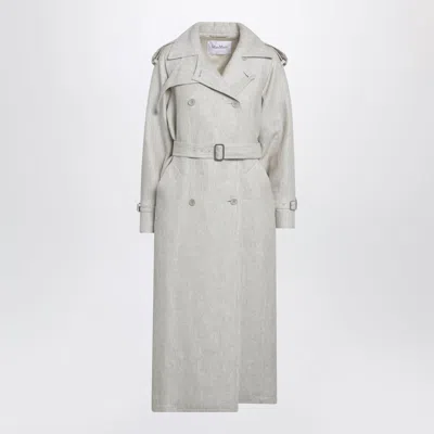 Max Mara Sand-coloured Double-breasted Duster Coat In Linen Drill In Multi