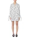 Max Mara Sansa Bow Print Long Sleeve Cotton Poplin Minidress