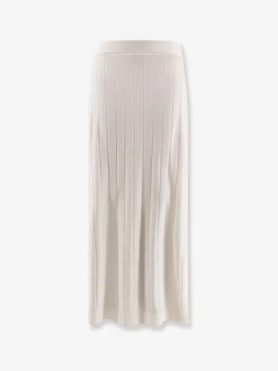 Max Mara Sante Cashmere Midi Skirt In White