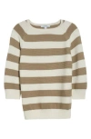 Max Mara Sante Stripe Cotton Sweater In Beige